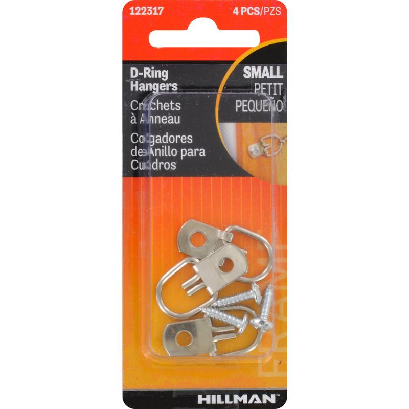 HILLMAN Zinc Silver Small D-Ring Hanger 1 lb 4 pc (Pack of 10)