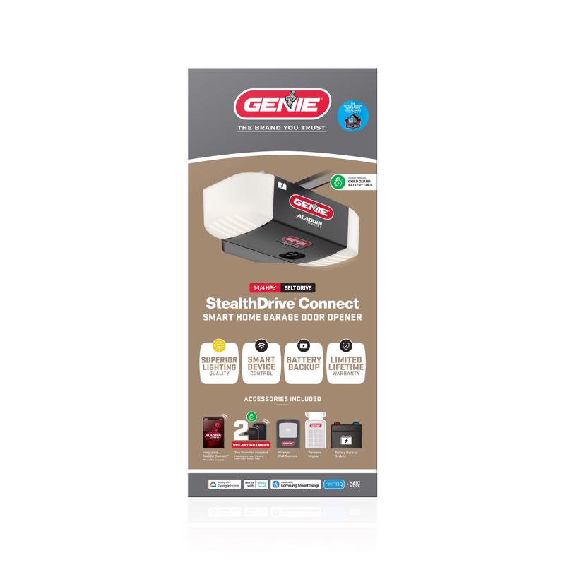 Genie StealthDrive Connect 1-1/4 HP Belt Drive WiFi Compatible Smart-Enabled Garage Door Opener w/Ba