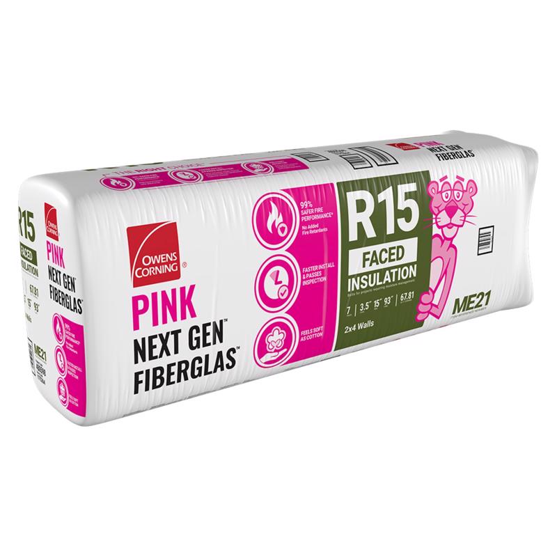 Owens Corning 15 in. W X 93 in. L X 3.5 in. 15 Kraft Faced Fiberglass Insulation Batt 67.81 sq ft