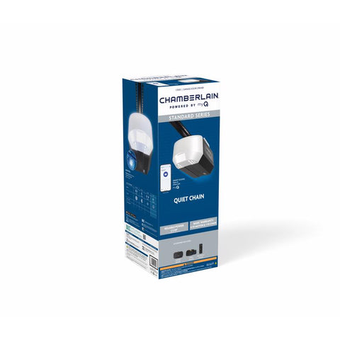 Abridor de puertas de garaje inteligente compatible con WiFi y accionamiento por cadena Chamberlain de 1/2 HP