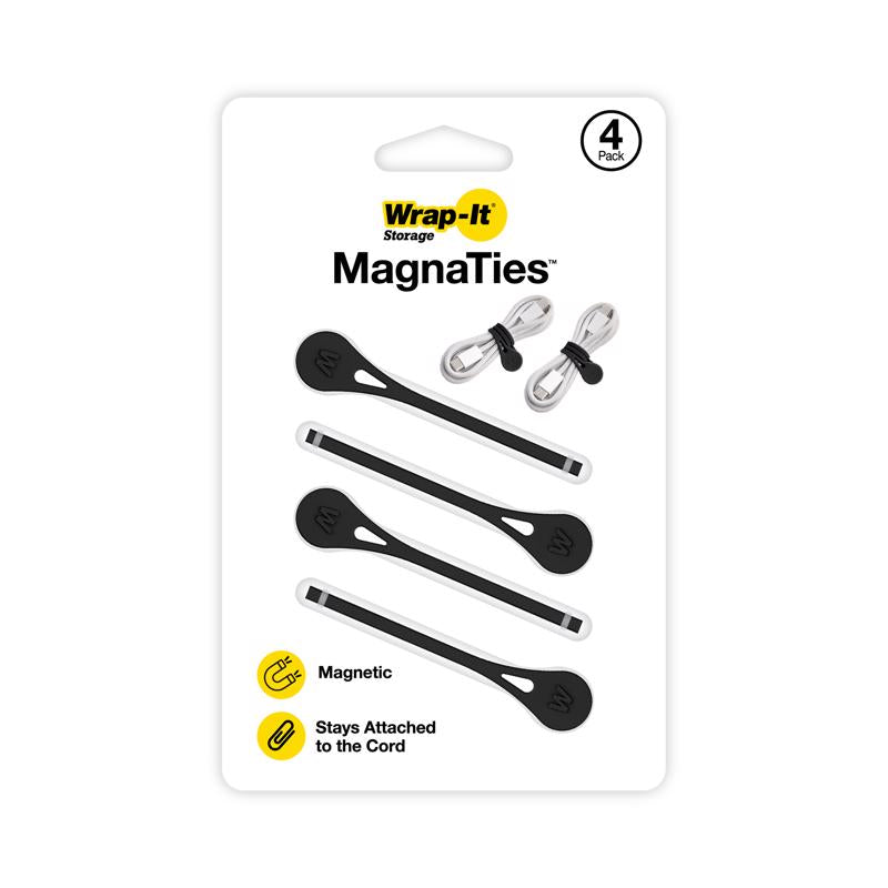 Wrap-It MagnaTies 0.33 in. L Black Silicone Cord Organizer (Pack of 6)