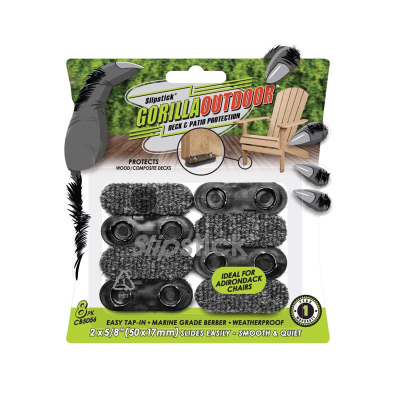 Slipstick Gorilla Outdoor Gray Tap-On Marine Grade Berber Chair Glide 8 pk (Pack of 6)