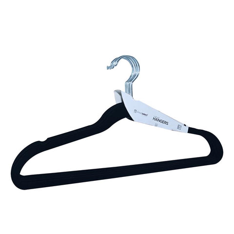 ClosetSelect 9.12 in. H X 17.2 in. W Plastic Black Flocked Hanger 5 pk