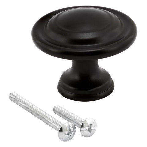 Prime-Line 1-11/16 in. D X 1-3/8 in. L Black Metal Bi-Fold Door Knob 1 pc
