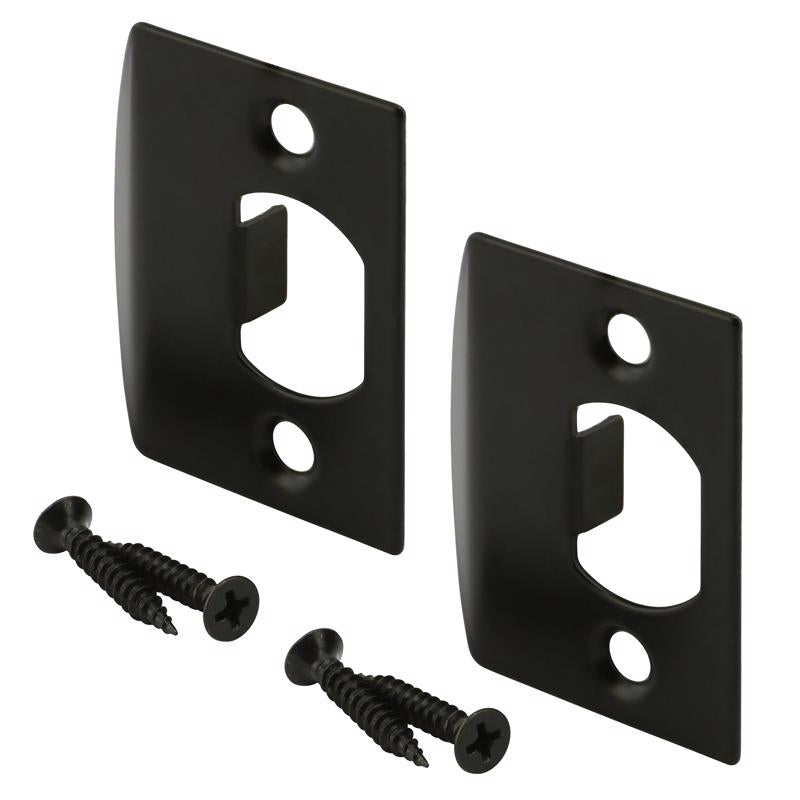 Prime-Line 2.25 in. H X 3.75 in. L Black Steel Latch Strike Plate