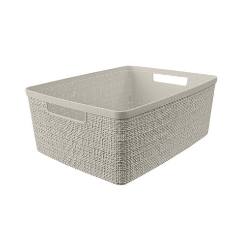 Curver Medium 12 L Beige Woven Basket 5.7 in. H X 13.9 in. W X 10.7 in. D Stackable (Pack of 3)