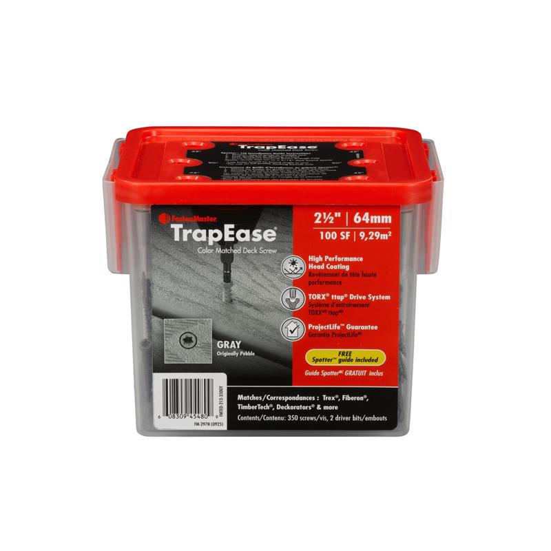 FastenMaster TrapEase No. 8 X 2-1/2 in. L Gray Torx Ttap Trim Head Deck Screws 5 lb 350 pk