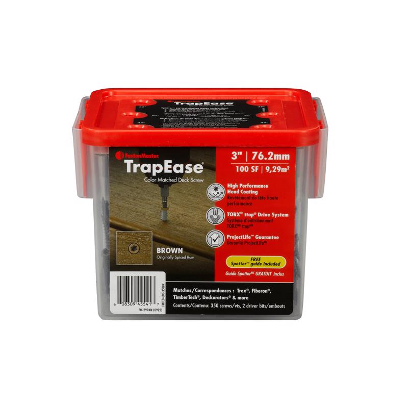 FastenMaster TrapEase No. 8 each X 2-1/2 in. L Brown Torx Ttap Trim Head Deck Screws 5 lb 350 each