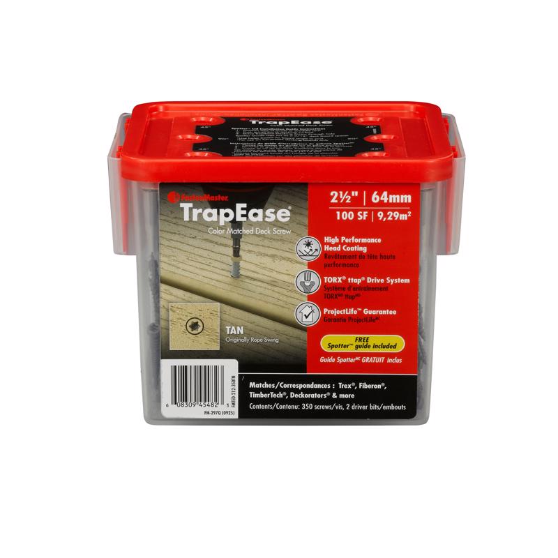 FastenMaster TrapEase No. 8 each X 2-1/2 in. L Tan Torx Ttap Button Head Composite Deck Screws 5 lb (Pack of 8)