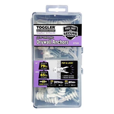 Anclajes de nylon para paneles de yeso con cabeza Phillips Toggler, 5/8 pulg. de diámetro x 1-5/8 pulg. de largo, 50 pzas.