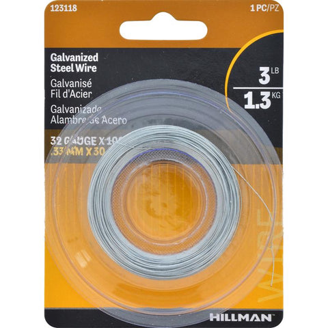 HILLMAN 100 ft. L Galvanized Steel 32 Ga. Hobby Wire (Pack of 10)