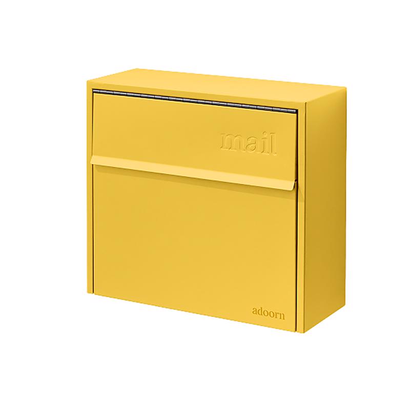 Buzón amarillo Adoorn de acero galvanizado con cerradura y montaje en pared