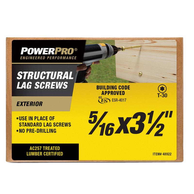 PowerPro 5/16 in. X 3 1/2 in. L Star Carbon Steel Lag Screw 50 pk (Pack of 50)