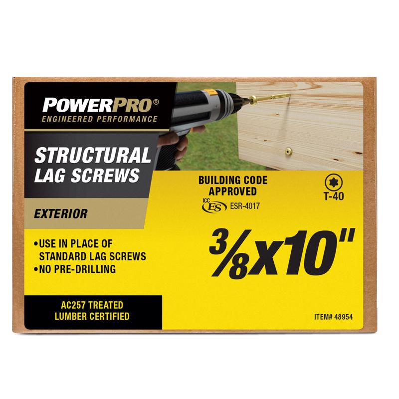 PowerPro 3/8 in. X 10 in. L Star Carbon Steel Lag Screw 1 pk (Pack of 20)