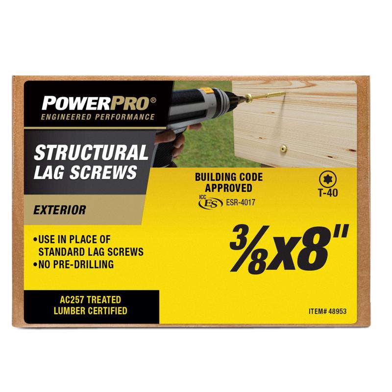 PowerPro 3/8 in. X 8 in. L Star Carbon Steel Lag Screw 1 pk (Pack of 20)