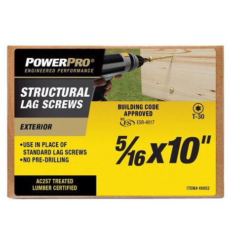 PowerPro 5/16 in. X 10 in. L Star Carbon Steel Lag Screw 1 pk (Pack of 30)