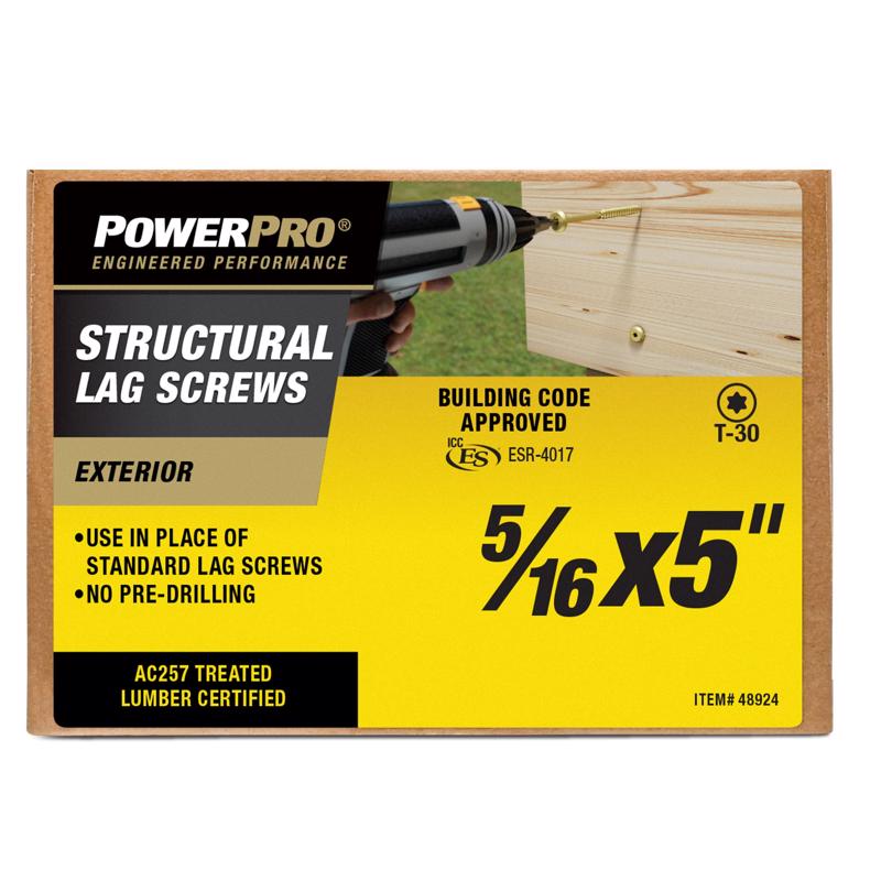 PowerPro 5/16 in. X 5 in. L Star Carbon Steel Lag Screw 1 pk (Pack of 50)