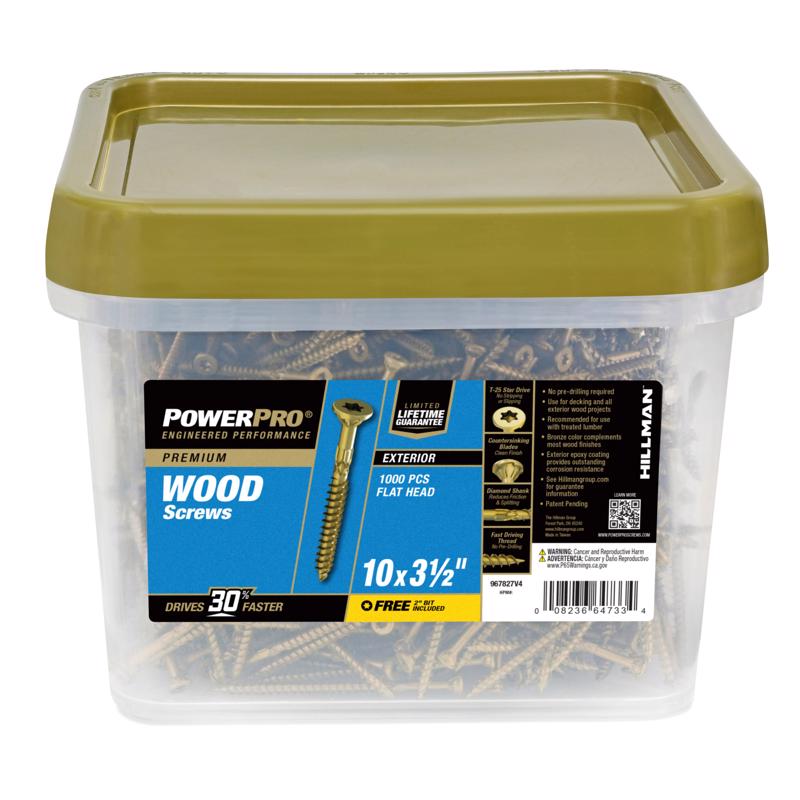 Power Pro No. 10 Ga. X 3-1/2 in. L Bronze Star Flat Head Deck Screws