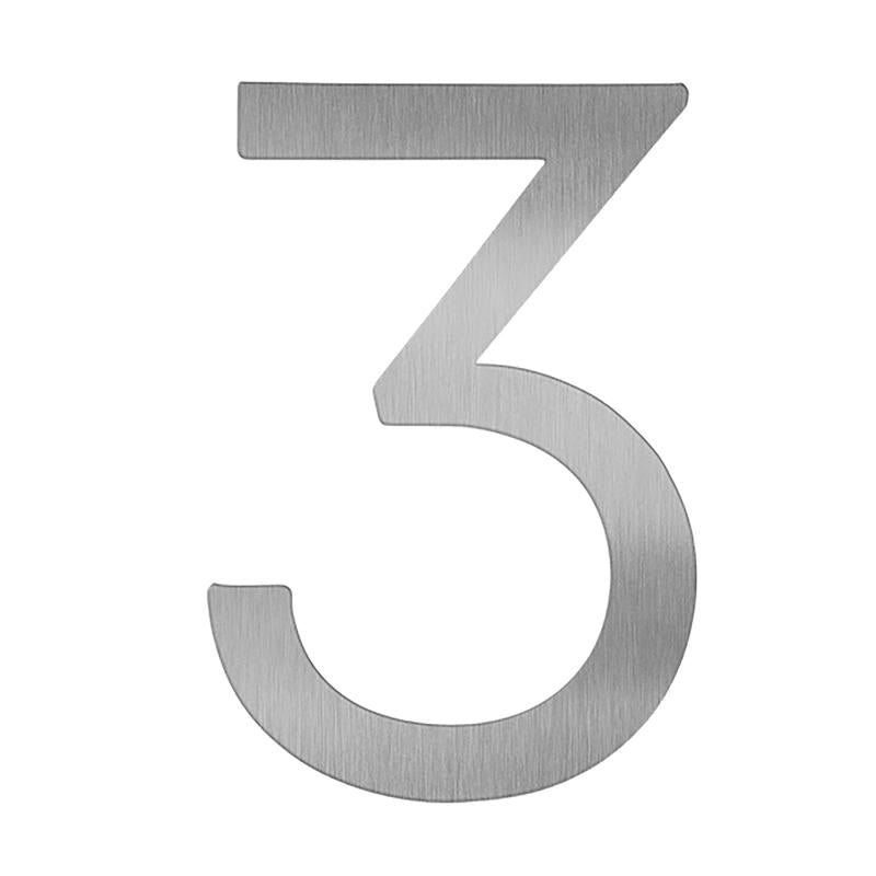 Adoorn 4 in. Silver Aluminum Self-Adhesive Mailbox Number 3 1 pc (Pack of 4)