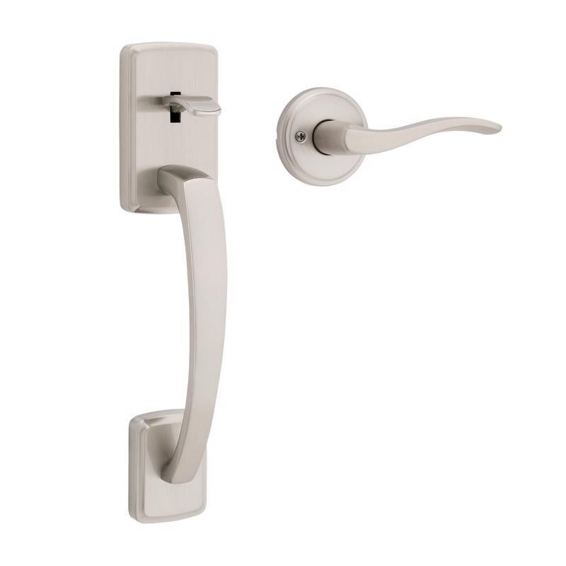 Kwikset Brentford Satin Nickel Entry Handleset with Lever 1.75 in.