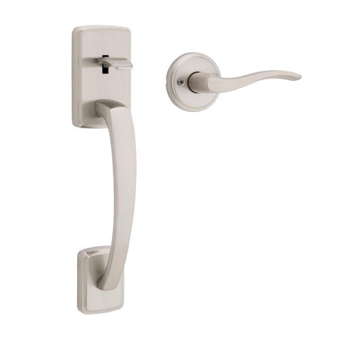 Kwikset Brentford Satin Nickel Entry Handleset with Lever 1.75 in.