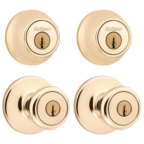 Kwikset Tylo Polished Brass Double Entry Door Kit 1-3/4 in.