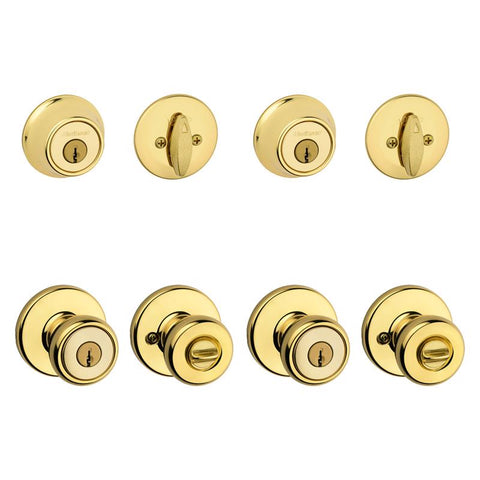 Kwikset Tylo Polished Brass Entry Knobs 1-3/4 in.