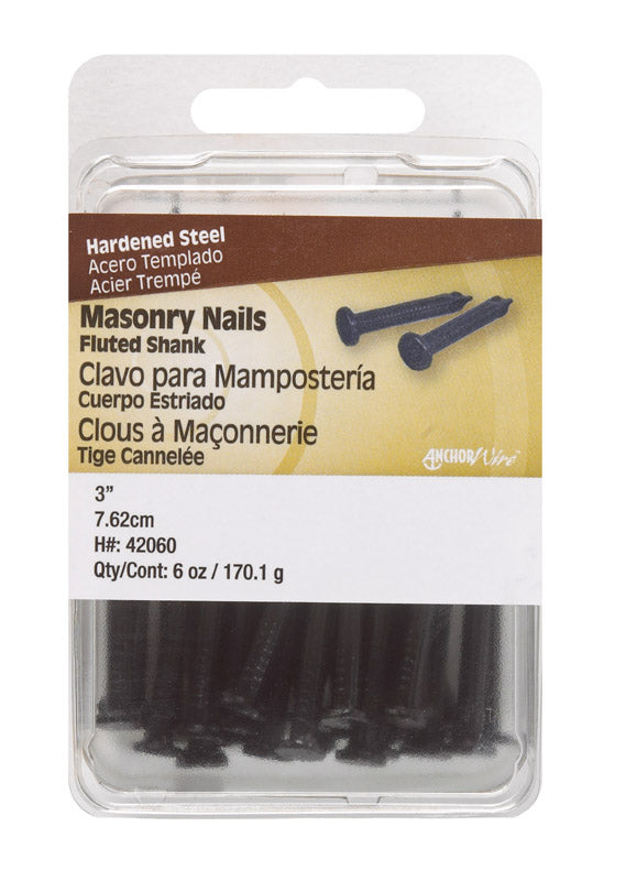 HILLMAN Anchor Wire 3 in. Masonry Bright Hardened Steel Nail Flat Head 6 oz (Pack of 5)