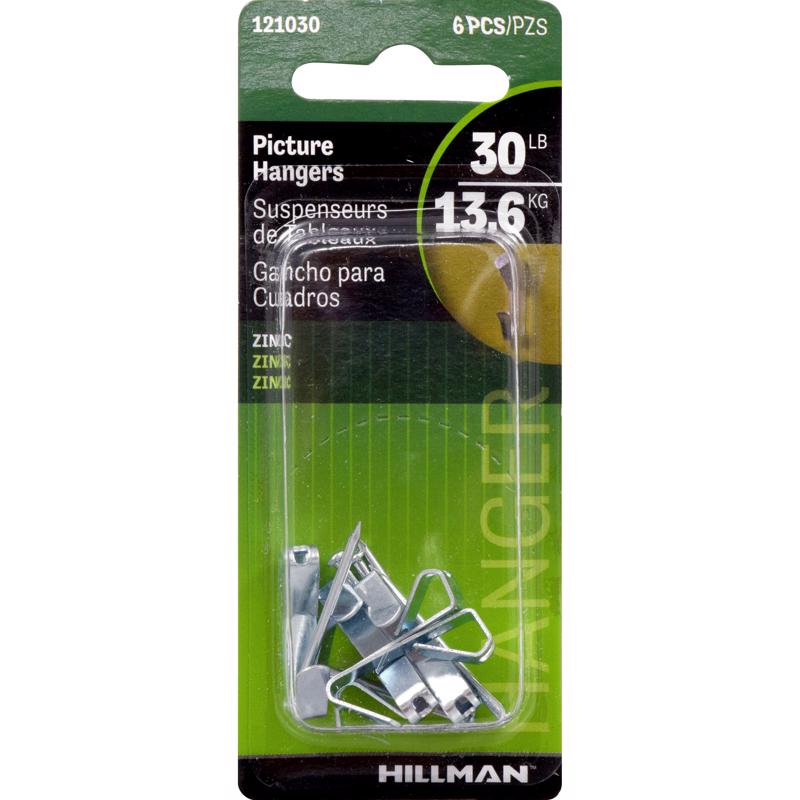 HILLMAN Zinc Silver Conventional Picture Hanger 30 lb 1 pk (Pack of 10)