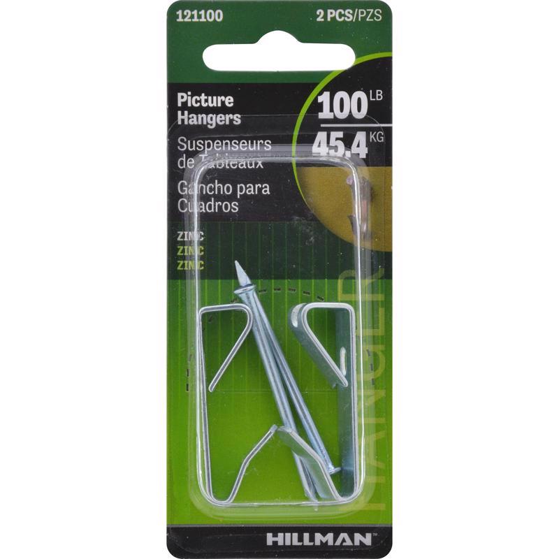 HILLMAN Zinc Silver Conventional Picture Hanger 100 lb 1 pk (Pack of 10)