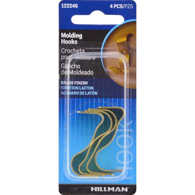 HILLMAN Brass-Plated Gold Small Molding Hook 1 lb 1 pk (Pack of 10)