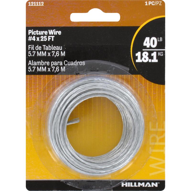 HILLMAN Galvanized Silver Braided Picture Wire 40 lb 1 pk (Pack of 10)