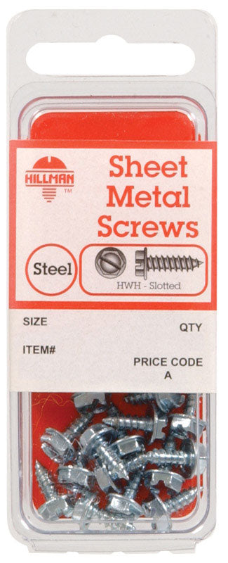 HILLMAN No. 14 Ga. X 1 in. L Slotted Hex Head Sheet Metal Screws 1 pk (Pack of 10)