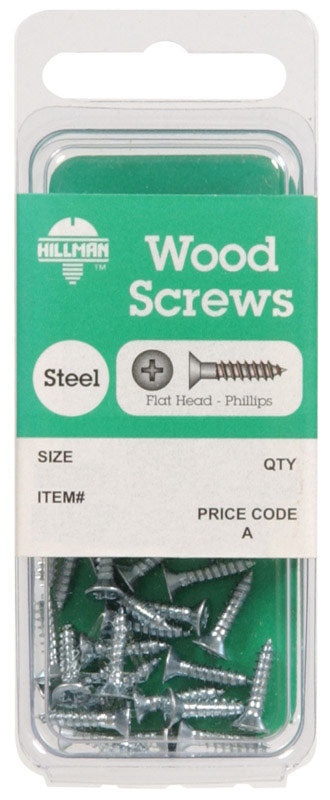 HILLMAN No. 6 X 1/2 in. L Phillips Zinc-Plated Coarse Wood Screws 1 pk (Pack of 10)