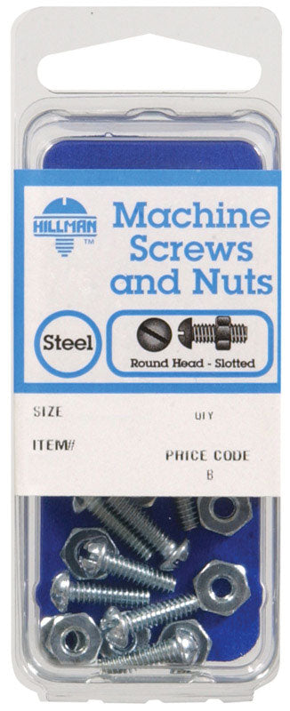 HILLMAN No. 10-24 in. X 2 in. L Slotted Round Head Zinc-Plated Steel Machine Screws 1 pk (Pack of 10)