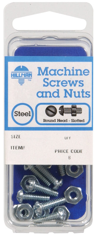 HILLMAN No. 10-32 in. X 1-1/2 in. L Slotted Round Head Zinc-Plated Steel Machine Screws 1 pk (Pack of 10)