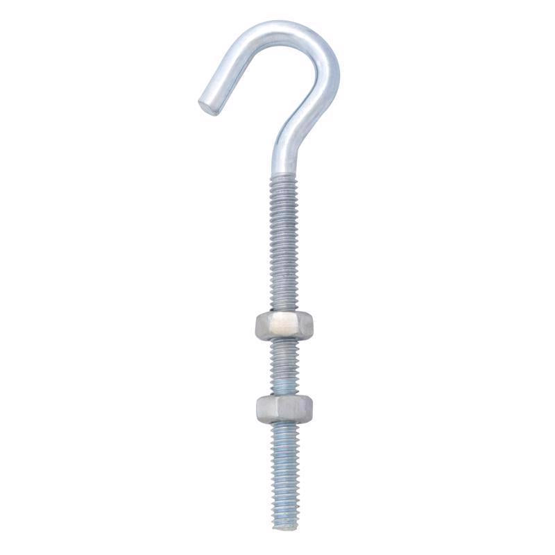 Hampton Small Zinc-Plated Silver Steel 4 in. L Clothesline Bolt Hook 80 lb 1 pk (Pack of 10)
