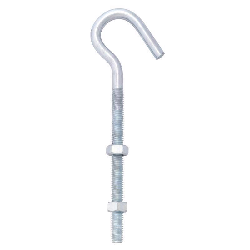 Hampton Medium Zinc-Plated Silver Steel 6 in. L Clothesline Bolt Hook 160 lb 1 pk (Pack of 10)
