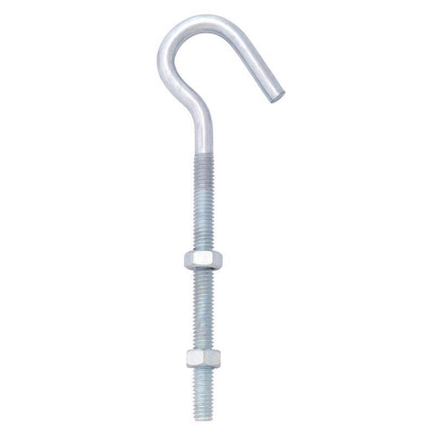 Hampton Medium Zinc-Plated Silver Steel 6 in. L Clothesline Bolt Hook 160 lb 1 pk (Pack of 10)