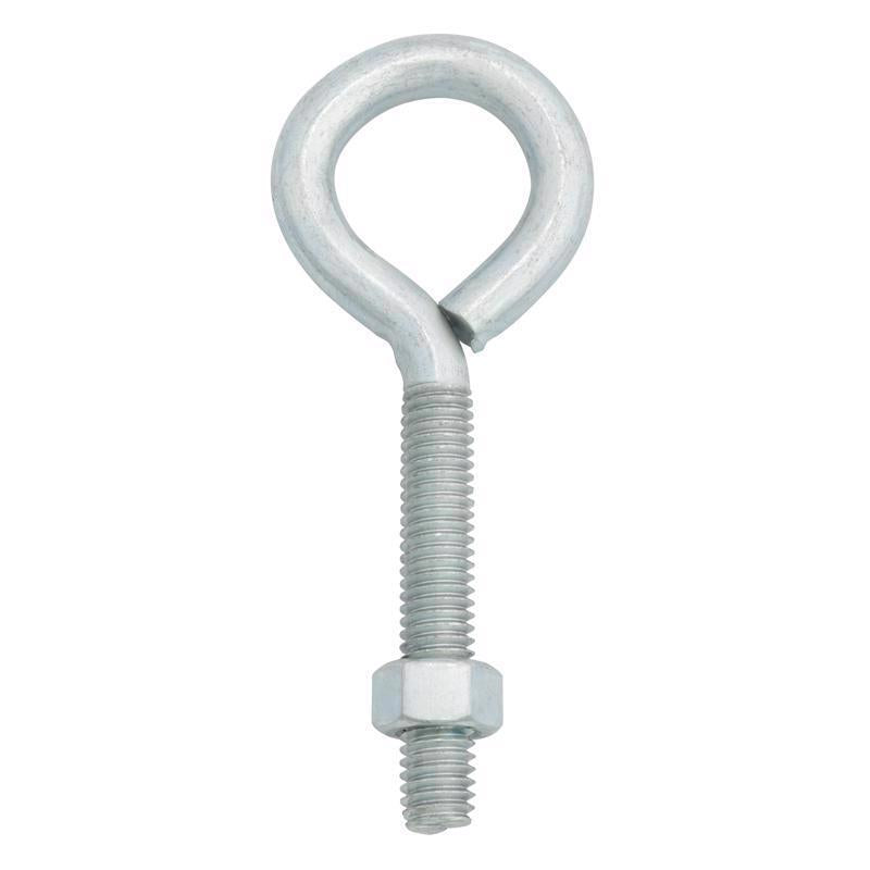 Hampton 3/8 in. X 4 in. L Zinc-Plated Steel Eyebolt with Nut Nut Included (Pack of 10)