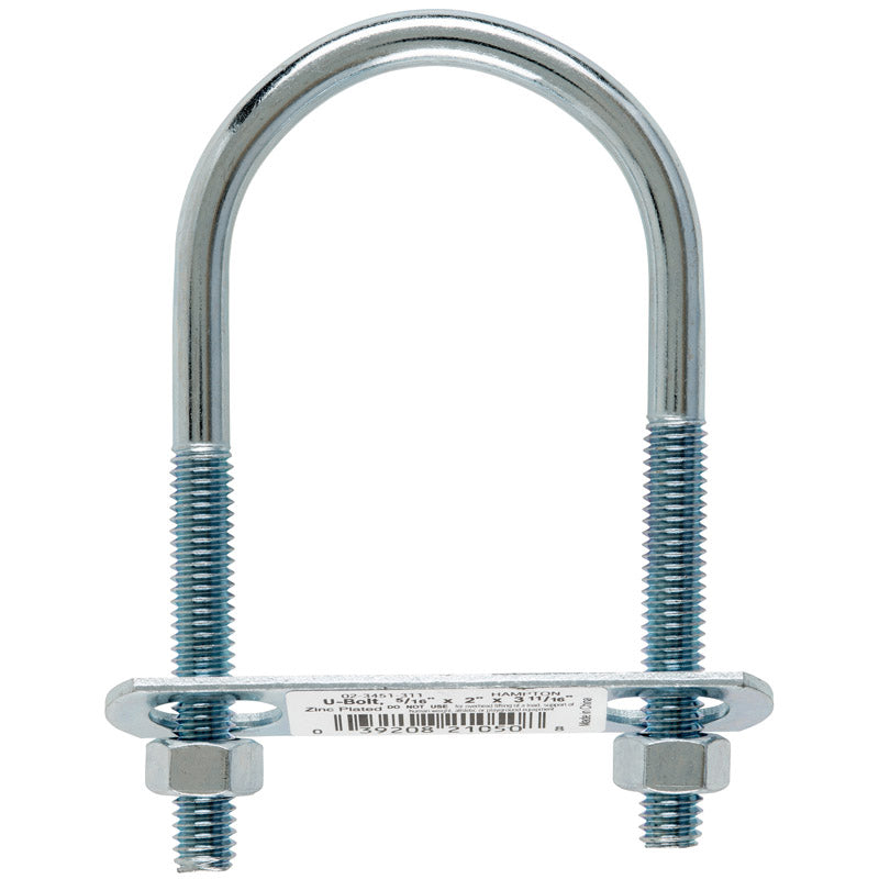 Hampton 5/16 in. X 2 in. W X 3-3/4 in. L Coarse Zinc-Plated Steel U-Bolt (Pack of 10)