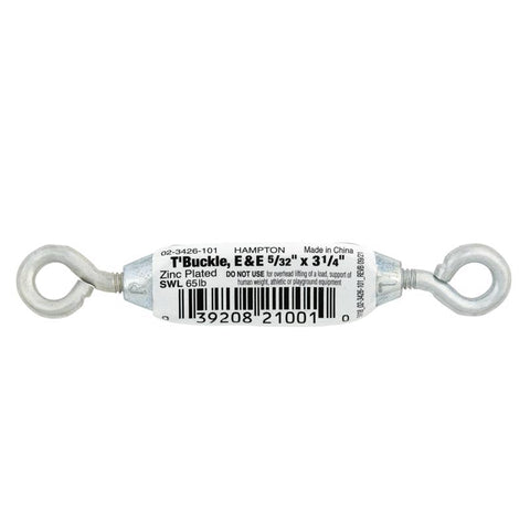 Hampton Zinc-Plated Aluminum/Steel 0.141 in. D Turnbuckle 65 lb 3-14 in. L (Pack of 10)