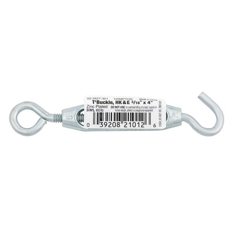 Hampton Zinc-Plated Aluminum/Steel 0.154 in. D Turnbuckle 70 lb 4 in. L (Pack of 10)
