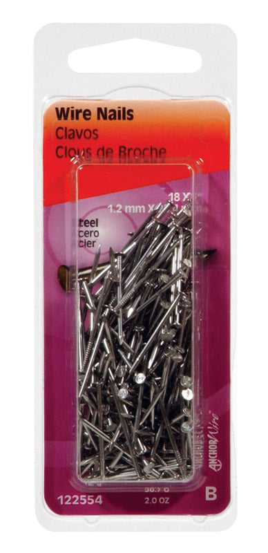 HILLMAN 1 in. Wire Bright Steel Nail Flat Head (Pack of 6)