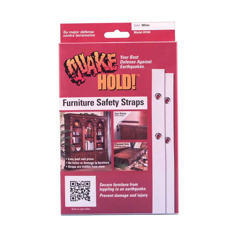 Quake Hold Ready America Nylon Self Adhesive Furniture Strap White Assorted 1 in. W X 15 in. L 2 pk