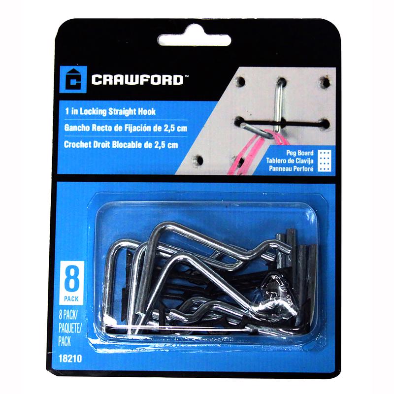 Ganchos de clavija Crawford de acero galvanizado negro/plateado de 0.05 pulg., 1 ud.