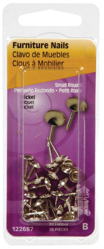 HILLMAN Anchor Wire 7/16 in. Furniture Nickel Stainless Steel Nail Round Head (Pack of 6)