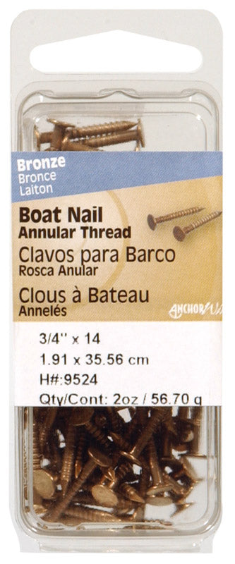 HILLMAN Anchor Wire 1-1/4 in. Boat Bronze Stainless Steel Nail Flat Head 2 oz (Pack of 6)