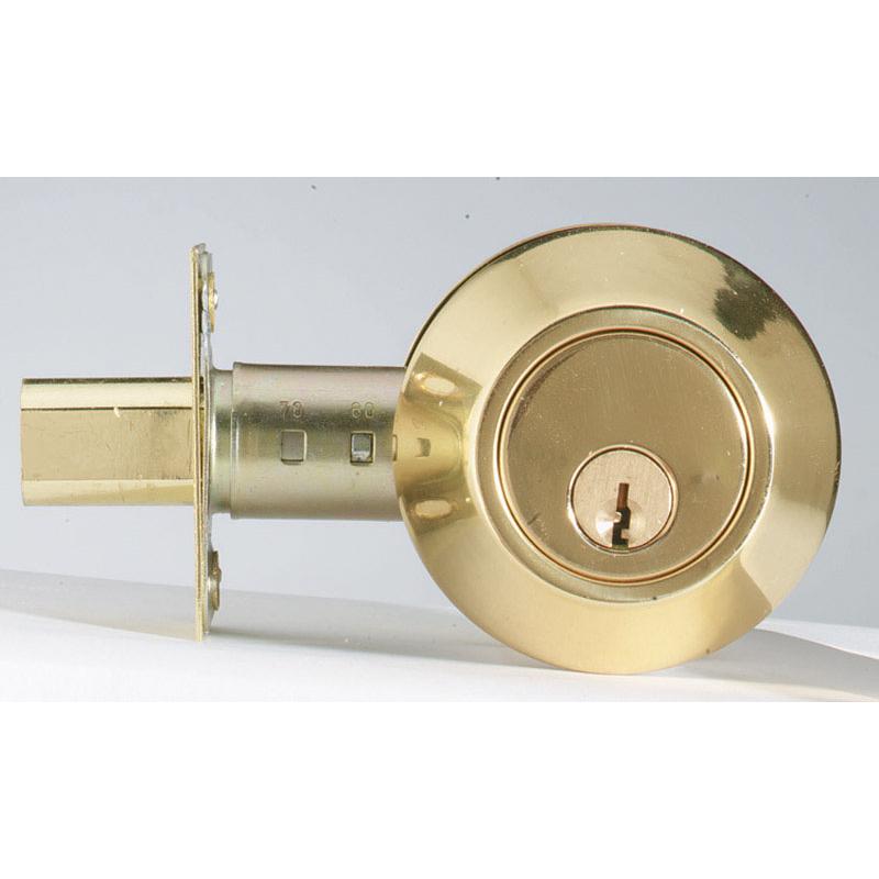 Home Plus Polished Brass Brass Single Cylinder Deadbolt