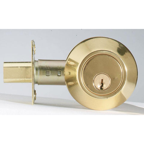Home Plus Polished Brass Brass Single Cylinder Deadbolt